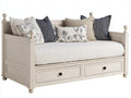 Schlafsofa aus Holz und Stoff 200 x 90 x 85 cm - Weiß - mit 2 Schubladen und gepolsterter Sitzfläche für Wohnzimmer und Gästezimmer