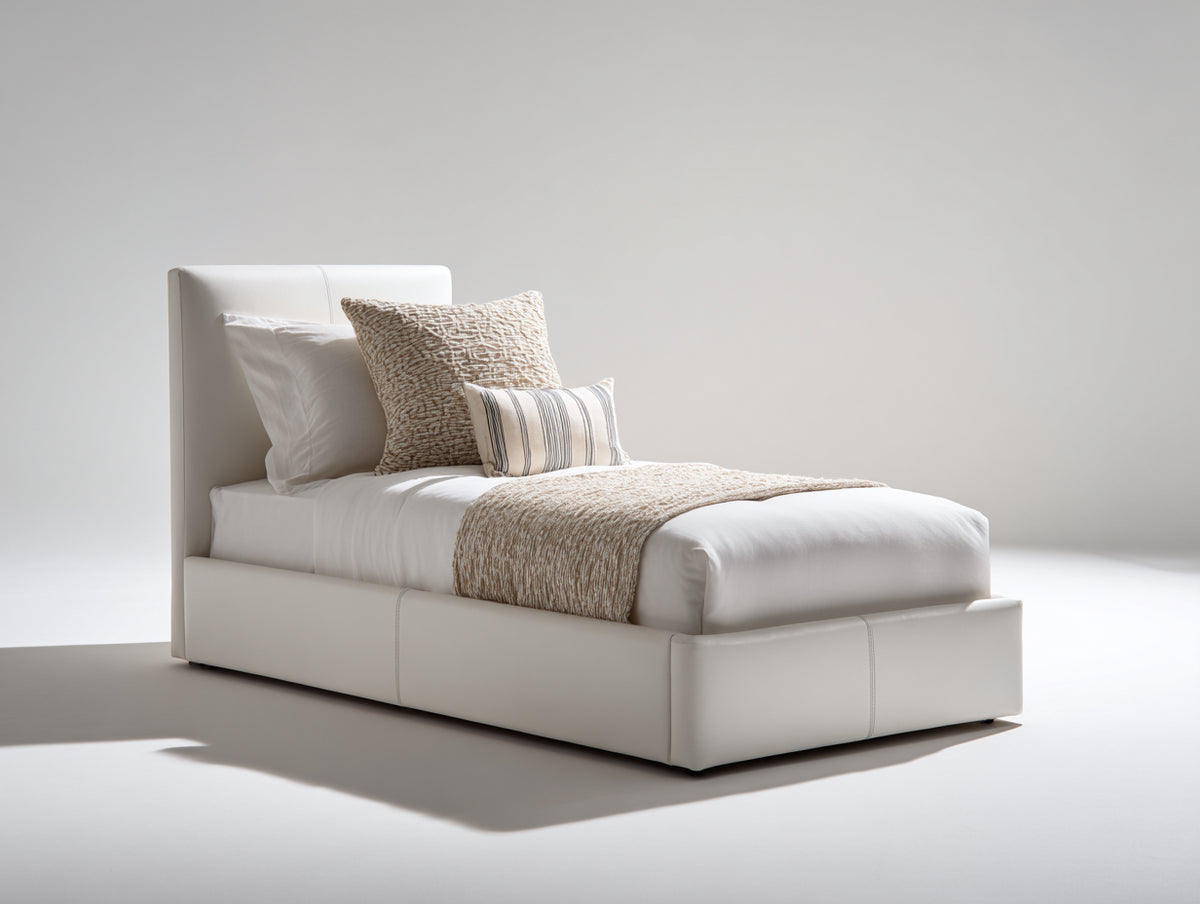 Einzelbett gepolstert 200x120x100 cm - Weiß - Modernes Design mit hohem Kopfteil