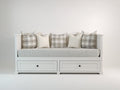 Schlafsofa Holz 200x90x85 cm - Weiß - Tagesbett mit 2 Schubladen und modernem Landhausstil