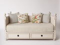 Schlafsofa aus Holzwerkstoff 210 x 95 x 85 cm - Weiß - mit zwei Schubladen - klassisches Design für Wohnbereich und Schlafzimmer