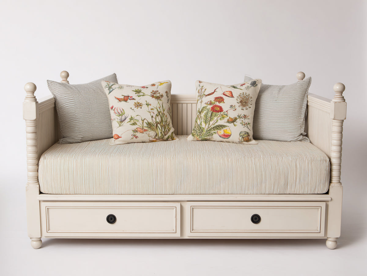 Schlafsofa aus Holzwerkstoff 210 x 95 x 85 cm - Weiß - mit zwei Schubladen - klassisches Design für Wohnbereich und Schlafzimmer