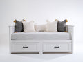 Schlafsofa Holz 200x90x90 cm - Weiß Grau - Klassisches Tagesbett mit 2 Schubladen