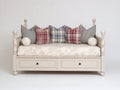 Schlafsofa aus Holzwerkstoff 210 x 95 x 85 cm - Weiß - mit zwei Schubladen - klassischer Landhausstil