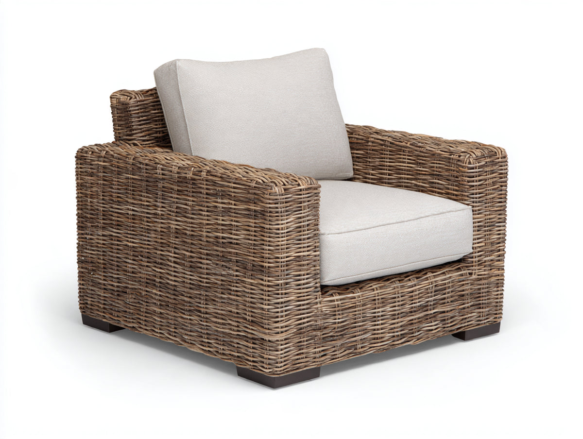 Polyrattan Gartensessel 85 x 80 x 75 cm - Braun - Geflechtsessel mit Armlehnen für Terrasse und Garten