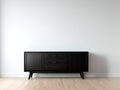 Dielenschrank aus Holzwerkstoff 180 x 45 x 80 cm - Schwarz - 2 Türen und 3 Schubladen für den Flur im Retro-Stil