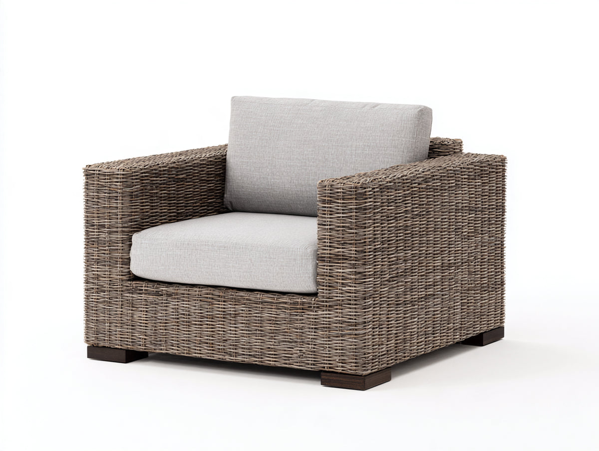 Polyrattan Gartensessel 85 x 80 x 75 cm - Dunkelbraun - natürliche Flechtoptik - moderner Outdoor Sitzkomfort