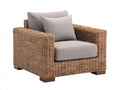Polyrattan Gartensessel 85 x 80 x 75 cm - Naturbraunes Geflecht mit hellgrauem Sitzbereich - Moderner Outdoor Sessel für Garten und Terrasse