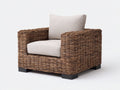 Polyrattan Gartensessel 80 x 75 x 75 cm - Geflecht in Braun mit weichem Sitzbereich - Moderner Gartenstuhl für Terrasse und Balkon