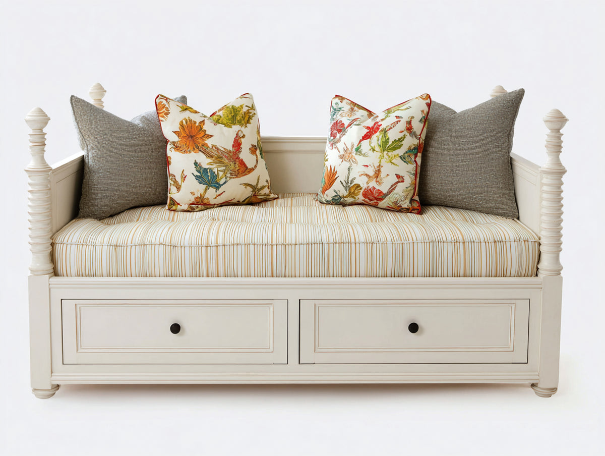 Schlafsofa Holz 200x90x85 cm - Weiß - Tagesbett mit 2 Schubladen im klassischen Design