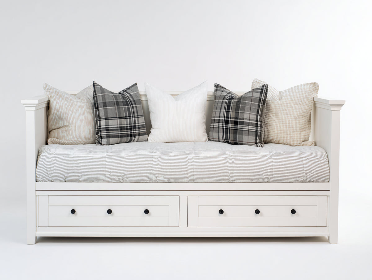 Schlafsofa Holz 200x90x85 cm - Weiß - Tagesbett mit Schubladen und klassischem Design
