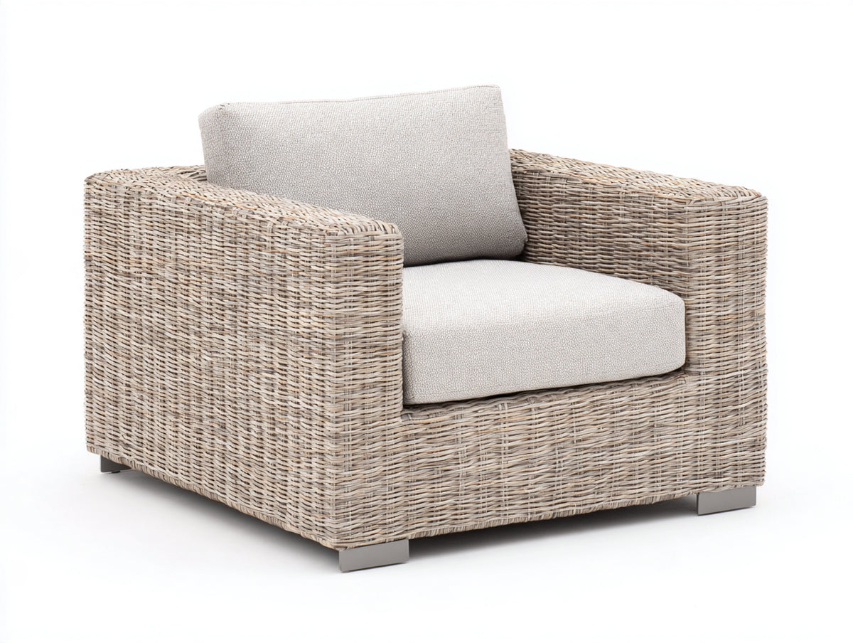 Polyrattan Gartensessel 85 x 80 x 75 cm - Beige - natürliche Flechtoptik - moderner Outdoor Sitzkomfort