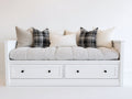 Schlafsofa aus Holz und Stoff 205 x 90 x 85 cm - Weiß-Creme - mit 2 Schubladen für Wohn- und Gästezimmer im Landhausstil