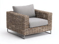 Polyrattan Gartensessel 85 x 80 x 75 cm - Graubraunes Geflecht mit hellem Sitzbereich - Moderner Outdoor Sessel für Garten und Terrasse